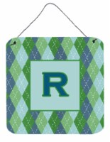 Letter R Initial Monogram - Blue Argoyle Wall or Door Hanging Prints