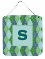 Letter S Initial Monogram - Blue Argoyle Wall or Door Hanging Prints