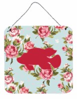 Fish - Tropical Fish Shabby Chic Blue Roses Wall or Door Hanging Prints, Blue