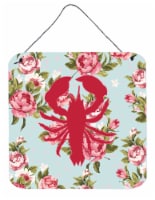 Lobster Shabby Chic Blue Roses Wall or Door Hanging Prints, Blue