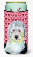 Old English Sheepdog Hearts Love and Valentine's Day Portrait Tall Boy Hugger