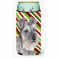 Schnauzer Candy Cane Christmas Koozie, Tall,