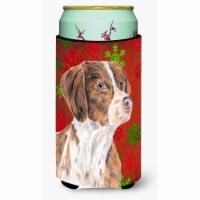 Brittany Red and Green Snowflakes Christmas Koozie, Tall,