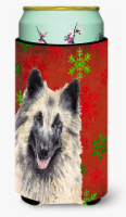 Belgian Tervuren Red and Green Snowflakes Holiday Christmas Tall Boy Hugger