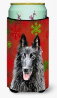 Belgian Sheepdog Red and Green Snowflakes Holiday Christmas Tall Boy Hugger
