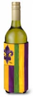 Carolines Treasures  8137LITERK Mardi Gras Fleur de lis Nation Wine Bottle Hugge