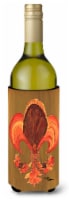 Thanksgiving Turkey and Fall Leaves Fleur de lis Wine Bottle Hugger