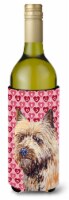Cairn Terrier Hearts Love and Valentine's Day Portrait Wine Bottle Hugger
