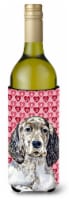 English Setter Hearts Love and Valentine's Day Portrait Wine Bottle Hugger
