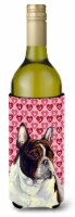 French Bulldog Hearts Love and Valentine's Day Portrait Wine Bottle Hugger