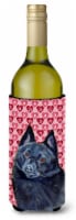 Schipperke Hearts Love and Valentine's Day Portrait Wine Bottle Hugger