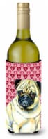 Pug Hearts Love and Valentine's Day Portrait Wine Bottle Hugger