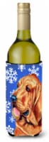 Carolines Treasures  LH9286LITERK Bloodhound Winter Snowflakes Holiday Wine Bott