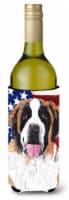 Carolines Treasures  SC9027LITERK USA American Flag with Saint Bernard Wine Bott