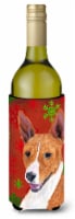 Basenji Red and Green Snowflakes Holiday Christmas Wine Bottle Hugger