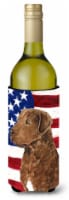 USA American Flag with Curly Coated Retriever Wine Bottle Hugger