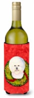 Carolines Treasures  SS4213LITERK Bichon Frise Cristmas Wreath Wine Bottle Hugge