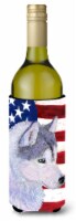 Carolines Treasures  SS4220LITERK USA American Flag with Siberian Husky Wine Bot