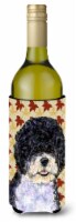 Portuguese Water Dog Fall Leaves Portrait Wine Bottle Hugger