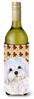 Carolines Treasures  SS4374LITERK Maltese Fall Leaves Portrait Wine Bottle Hugge