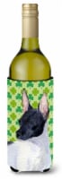 Rat Terrier St. Patrick's Day Shamrock Portrait Wine Bottle Hugger