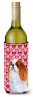 English Toy Spaniel Hearts Love and Valentine's Day Portrait Wine Bottle Hugger
