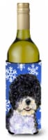 Portuguese Water Dog Winter Snowflakes Holiday Wine Bottle Hugger
