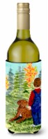 Little boy with his Chesapeake Bay Retriever Wine Bottle Hugger