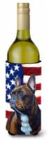 Carolines Treasures  LH9010LITERK USA American Flag with French Bulldog Wine Bot