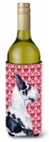 Great Dane Hearts Love and Valentine's Day Portrait Wine Bottle Hugger
