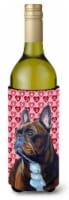 French Bulldog Hearts Love and Valentine's Day Portrait Wine Bottle Hugger