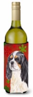 Cavalier Spaniel Red and Green Snowflakes Holiday Christmas Wine Bottle Hugger