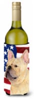 Carolines Treasures  SS4047LITERK USA American Flag with French Bulldog Wine Bot