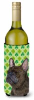 French Bulldog St. Patrick's Day Shamrock Portrait Wine Bottle Hugger