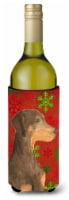 Doberman Red and Green Snowflakes Holiday Christmas Wine Bottle Hugger