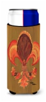 Thanksgiving Turkey and Fall Leaves Fleur de lis Ultra Hugger for slim cans