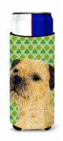 Border Terrier St. Patrick's Day Shamrock Portrait Ultra Hugger for slim cans