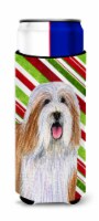 Bearded Collie Candy Cane Holiday Christmas Ultra Hugger for slim cans
