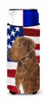 USA American Flag with Curly Coated Retriever Ultra Hugger for slim cans