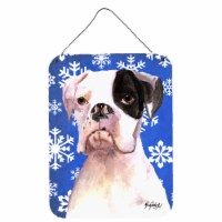 White Boxer Cooper Winter Snowflakes Wall or Door Hanging Prints