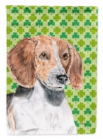 English Foxhound Lucky Shamrock St. Patrick's Day Flag Garden Size
