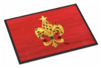 Carolines Treasures 8185JMAT Christmas Fleur de lis Tree with lights Doormat 24