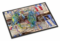 Carolines Treasures 8914MAT Blue Crabby Bottles of Barqs Rootbeer Doormat 18x27