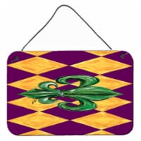 Mardi Gras Fleur de lis Purple Green and Gold Wall or Door Hanging Prints