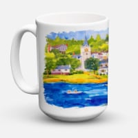 Carolines Treasures  6031CM15 Harbour Scene with Sailboat Coffee Mug 15 oz