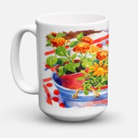 Carolines Treasures  6058CM15 Flowers with a side of lemons Coffee Mug 15 oz
