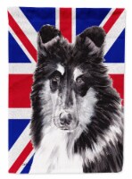 Carolines Treasures SC9885GF Black And White Collie With English Union Jack British Flag Flag