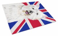 Westie with English Union Jack British Flag Glass Cutting Board Large