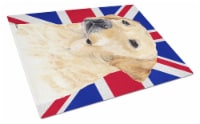 Labrador with English Union Jack British Flag Glass Cutting Board Large