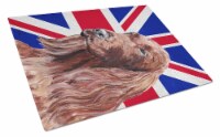 Irish Setter with English Union Jack British Flag Glass Cutting Board Large